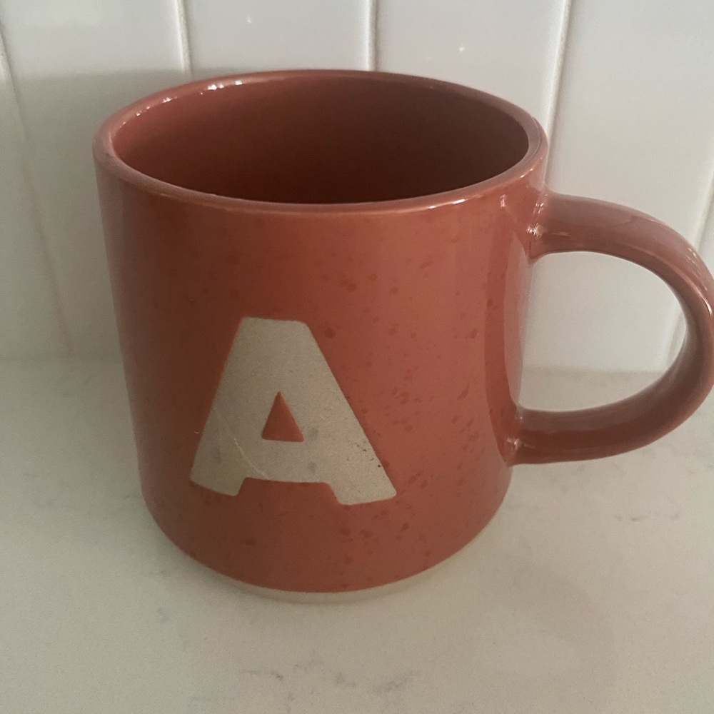 Life At Home Monogrammed Stoneware  Mug with Letter A